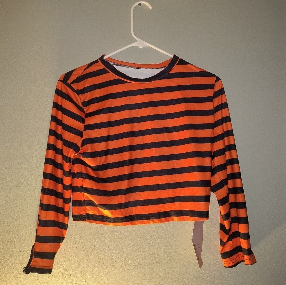 Striped Orange and Black Long Sleeve Tee